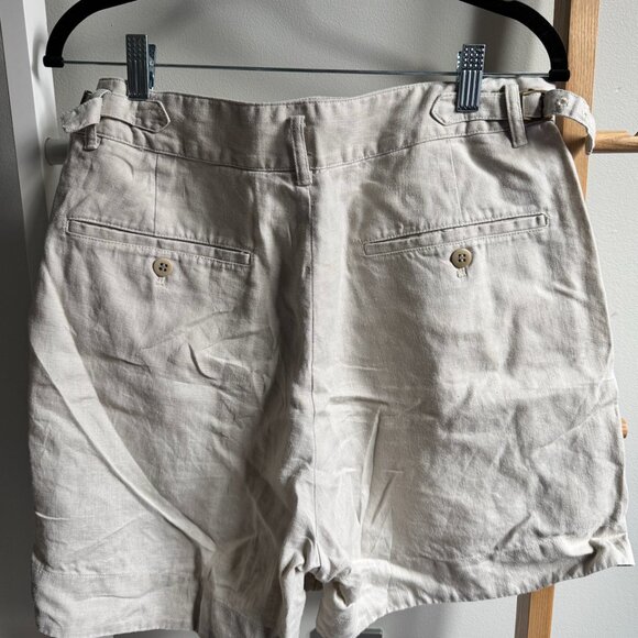 Buck Mason Riviera Tan Linen High-Waisted Pleated Short Size 30 - Picture 9 of 11